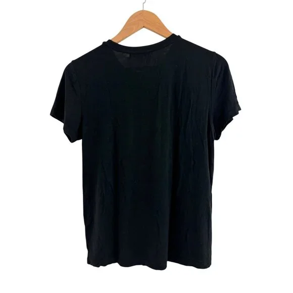 Romeo & Juliet Black Short Sleeve T-Shirt Top Sequin Heart Lightning Bolt Size S - Picture 2 of 9